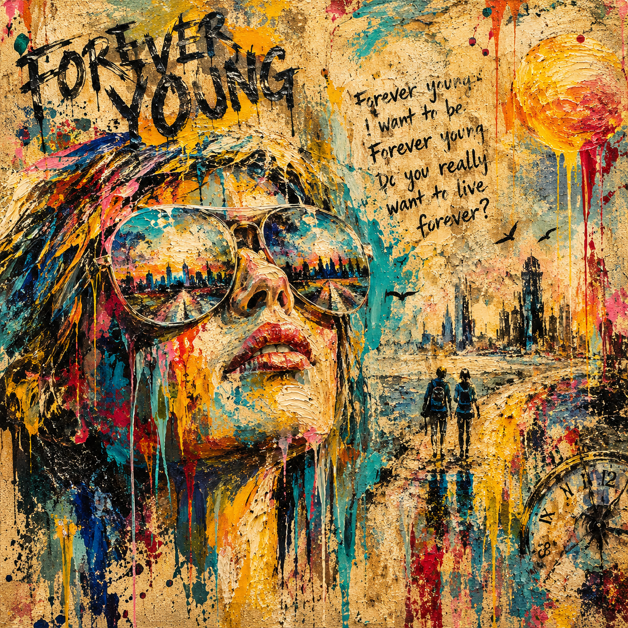 Forever Young – Porträt mit Sonnenbrille und Stadt